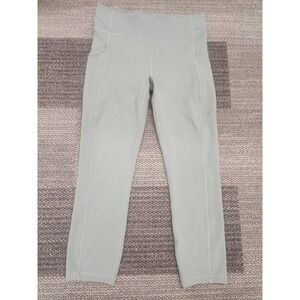 Lululemon High-Waisted Light Green Cropped Leggings Side Pocket for Women Size 8